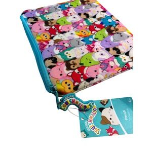 Squishmallows Plush Zipper Pouch All Over Print Multi Character Makeup Bag NWT